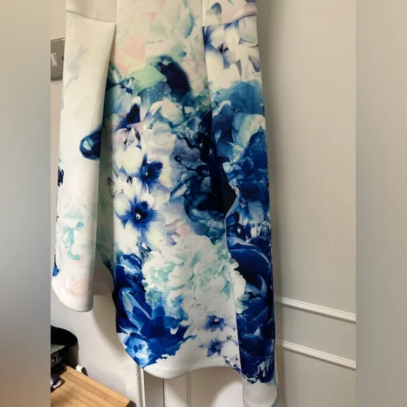 Floral Sleeveless Dress in Blue and White - Picture 8 of 10